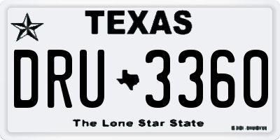 TX license plate DRU3360