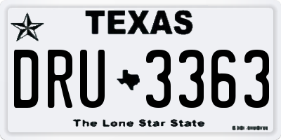 TX license plate DRU3363