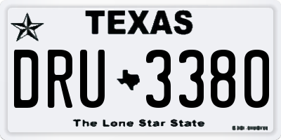TX license plate DRU3380
