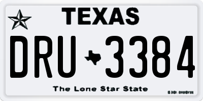 TX license plate DRU3384