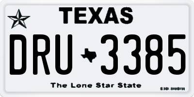 TX license plate DRU3385