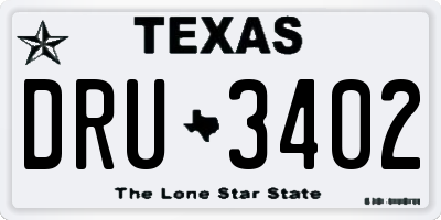 TX license plate DRU3402