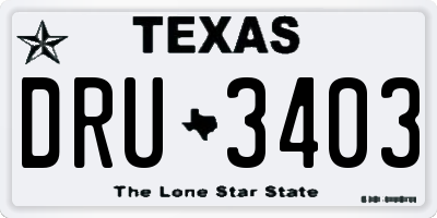 TX license plate DRU3403