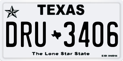TX license plate DRU3406