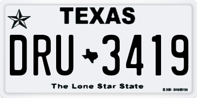 TX license plate DRU3419