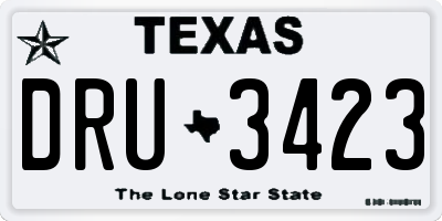 TX license plate DRU3423
