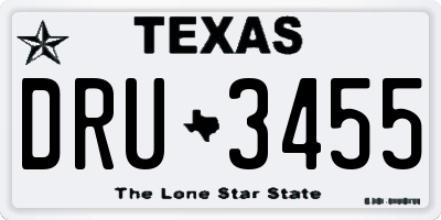 TX license plate DRU3455