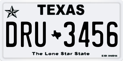 TX license plate DRU3456