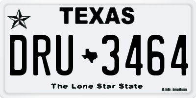 TX license plate DRU3464