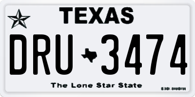 TX license plate DRU3474