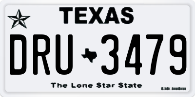 TX license plate DRU3479