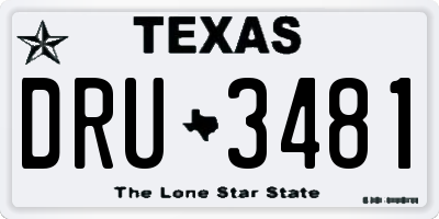 TX license plate DRU3481