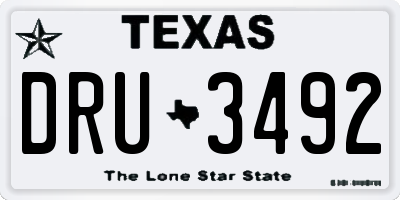 TX license plate DRU3492