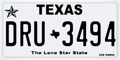 TX license plate DRU3494