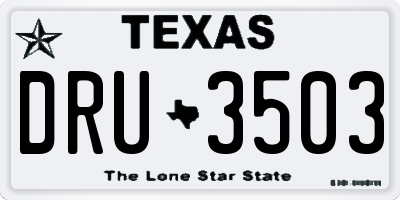 TX license plate DRU3503