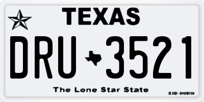TX license plate DRU3521