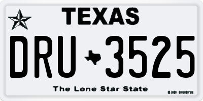 TX license plate DRU3525