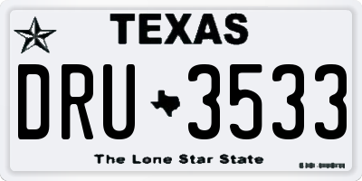 TX license plate DRU3533