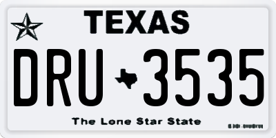 TX license plate DRU3535