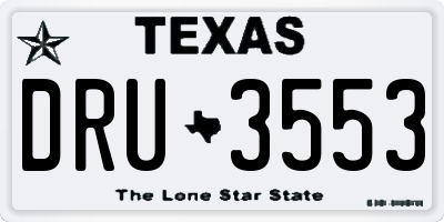 TX license plate DRU3553