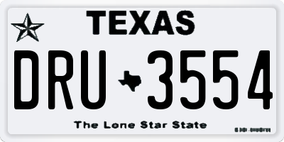 TX license plate DRU3554
