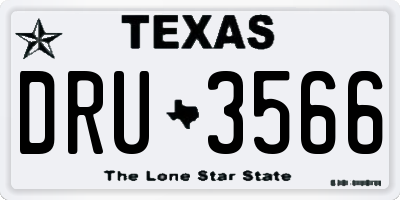 TX license plate DRU3566