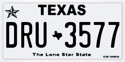 TX license plate DRU3577