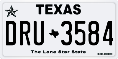 TX license plate DRU3584