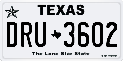 TX license plate DRU3602