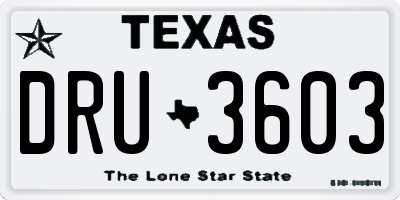TX license plate DRU3603