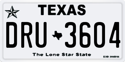 TX license plate DRU3604