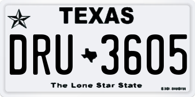 TX license plate DRU3605