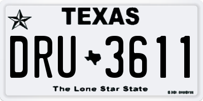 TX license plate DRU3611