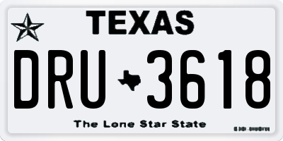 TX license plate DRU3618
