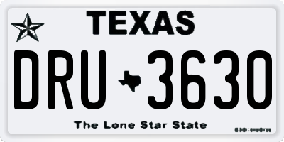 TX license plate DRU3630