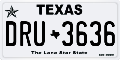 TX license plate DRU3636