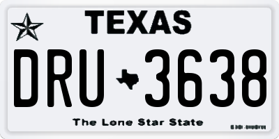 TX license plate DRU3638