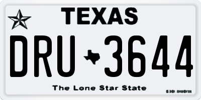 TX license plate DRU3644