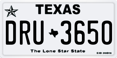 TX license plate DRU3650