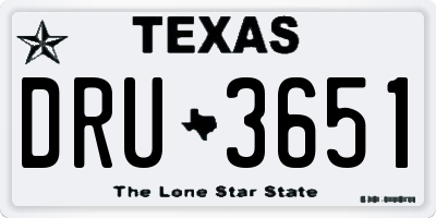 TX license plate DRU3651