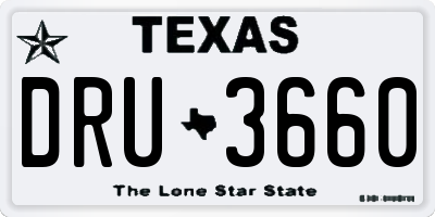 TX license plate DRU3660