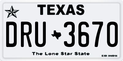 TX license plate DRU3670