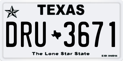 TX license plate DRU3671