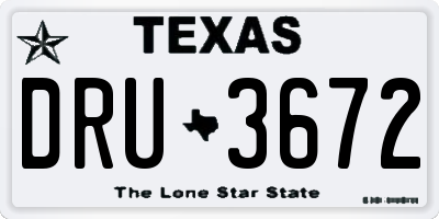 TX license plate DRU3672