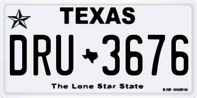TX license plate DRU3676