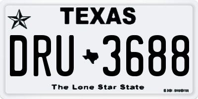 TX license plate DRU3688