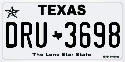 TX license plate DRU3698