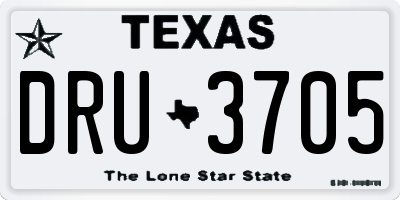 TX license plate DRU3705