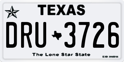 TX license plate DRU3726