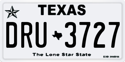 TX license plate DRU3727